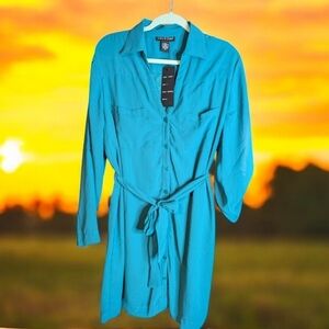 NWT Alisha and Chloe  Teal Button-Up Mini Dress Size 2X